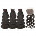 Double Drawn Virgin Human Hair Body Wave Bundles With 4x4 Lace Closure