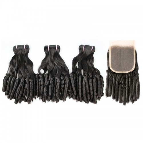 Double Drawn Rose Curly Virgin Human Hair Bundles With 4x4 Lace Closure | Human Hair Wig | Lace Front