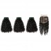 Double Drawn Curly (Pissy A) Virgin Human Hair Bundles With 4x4 Lace Closure