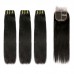 Double Drawn Virgin Human Hair Straight Bundles With 4x4 Lace Closure