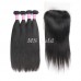 Virgin Hair Straight Bundles With 1 Lace Closure