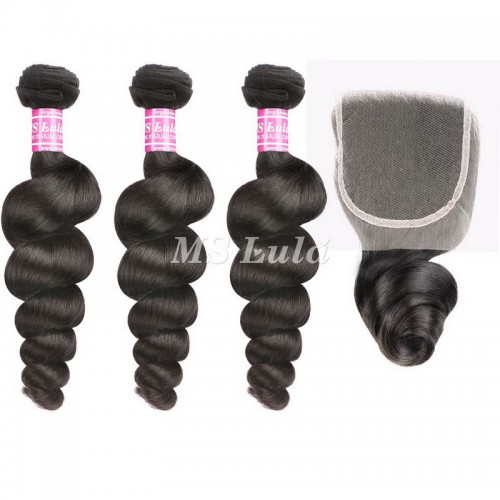 Virgin Hair Loose Wave Bundles With 4x4 Transparent/HD Lace Closure | Human Hair Wig | Lace Front