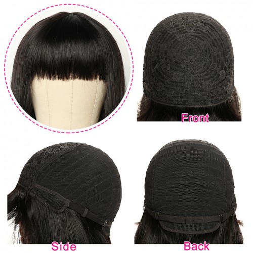 Brazilian Hair Double Drawn Straight Bob Wig With Bang  | Human Hair Wig | Lace Front