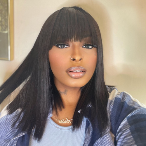 Brazilian Hair Double Drawn Straight Bob Wig With Bang  | Human Hair Wig | Lace Front