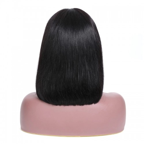 Brazilian Hair Double Drawn Straight Bob Wig With Bang  | Human Hair Wig | Lace Front