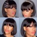 Brazilian Hair Double Drawn Straight Bob Wig With Bang 