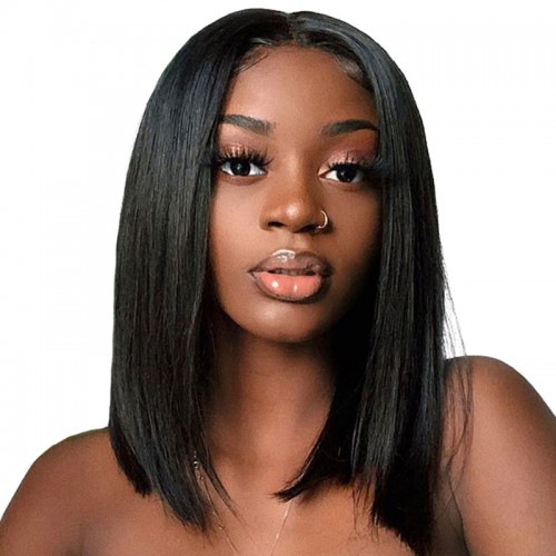 Medium Brown Straight 13x4 Lace Frontal Bob Wig Human Hair | Human Hair Wig | Lace Front