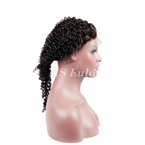 Virgin Hair Kinky Curly 360 Lace Frontal Closure 22.5x4x2 With Adjustable Strap Medium Brown Lace | Human Hair Wig | Lace Front