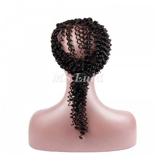 Virgin Hair Kinky Curly 360 Lace Frontal Closure 22.5x4x2 With Adjustable Strap Medium Brown Lace | Human Hair Wig | Lace Front