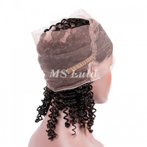Virgin Hair Kinky Curly 360 Lace Frontal Closure 22.5x4x2 With Adjustable Strap Medium Brown Lace | Human Hair Wig | Lace Front