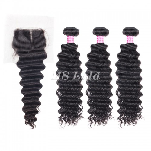 Virgin Deep Wave Hair Bundles With 4x4 Transparent/HD Lace Closure | Human Hair Wig | Lace Front