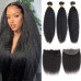 Virgin Kinky Straight Hair Bundles With 13x4 Transparent/HD Lace Frontal