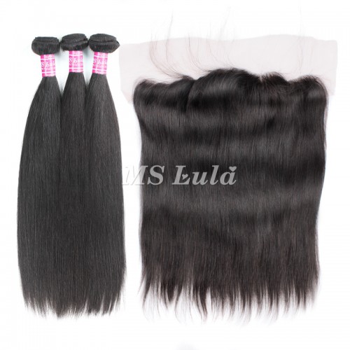 Virgin Straight Hair Bundles With 13x4 Transparent/HD Lace Frontal | Human Hair Wig | Lace Front