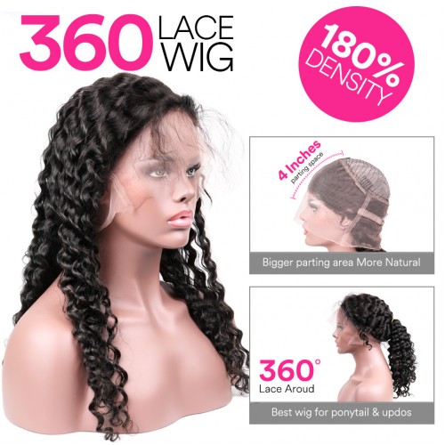Deep Wave 360 Lace Front Wig 180 Density | Human Hair Wig | Lace Front
