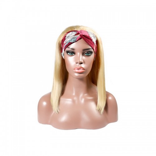 #613 Blonde Color Headband Wig Human Hair Straight Bob Wig  | Human Hair Wig | Lace Front