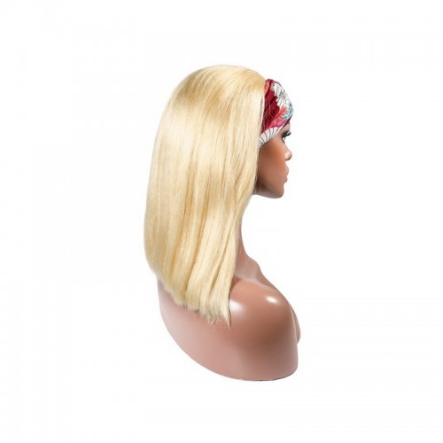 #613 Blonde Color Headband Wig Human Hair Straight Bob Wig  | Human Hair Wig | Lace Front