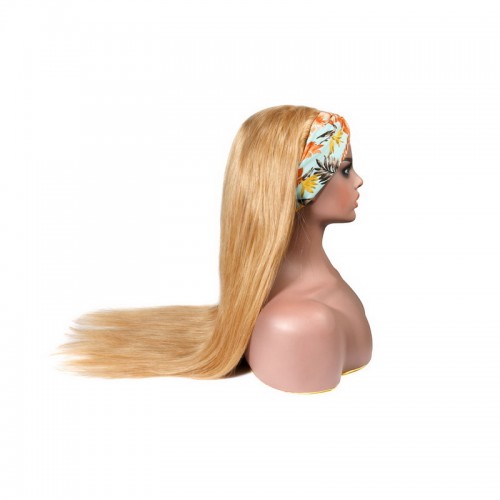 Colored Wig #8 #27 Color Straight Human Hair Headband Wig  | Human Hair Wig | Lace Front