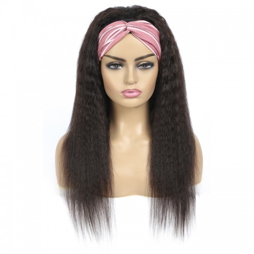 Headband Wig Human Hair Kinky Straight Wig  | Human Hair Wig | Lace Front