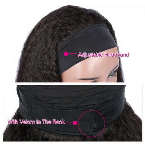 Headband Wig Human Hair Kinky Straight Wig  | Human Hair Wig | Lace Front