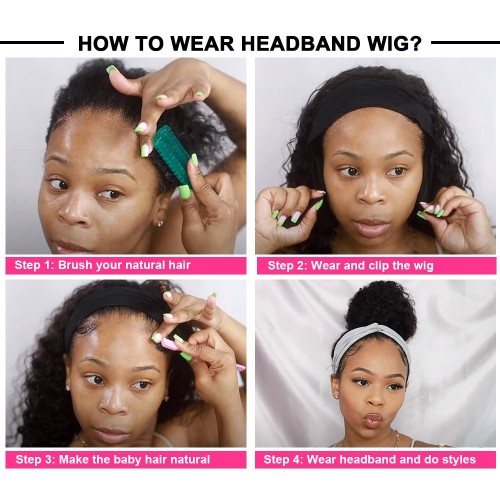 Headband Wig Human Hair Deep Wave Wig  | Human Hair Wig | Lace Front