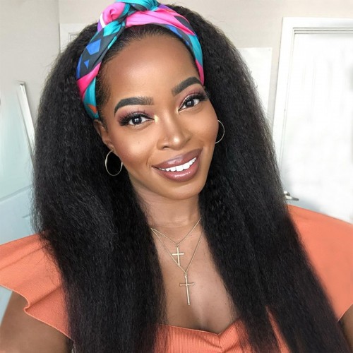 Headband Wig Human Hair Kinky Straight Wig  | Human Hair Wig | Lace Front