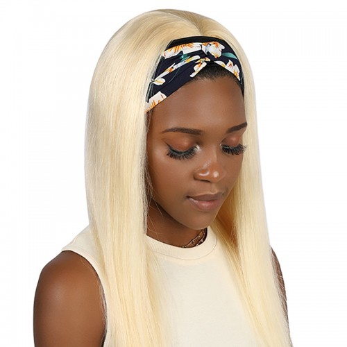 #613 Blonde Color Headband Wig Human Hair Straight Bob Wig  | Human Hair Wig | Lace Front