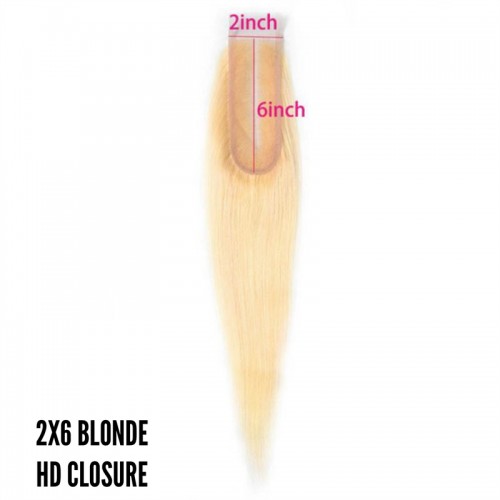 Virgin Hair #613 Blonde 2X6 HD Lace Closure | Human Hair Wig | Lace Front