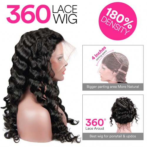 Loose Deep Wave 360 Lace Front Wig 180 Density | Human Hair Wig | Lace Front