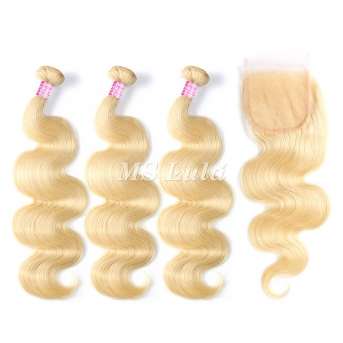 613# Virgin Body Wave Hair Bundles With 1 Lace Closure | Human Hair Wig | Lace Front