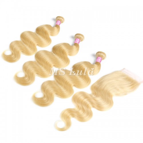613# Virgin Body Wave Hair Bundles With 1 Lace Closure | Human Hair Wig | Lace Front