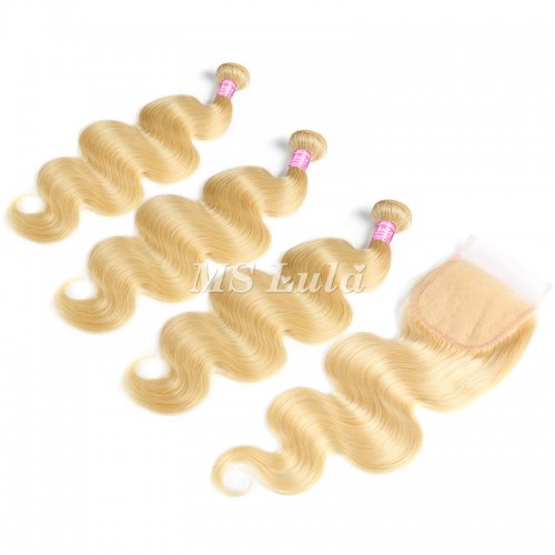 613# Virgin Body Wave Hair Bundles With 1 Lace Closure | Human Hair Wig | Lace Front