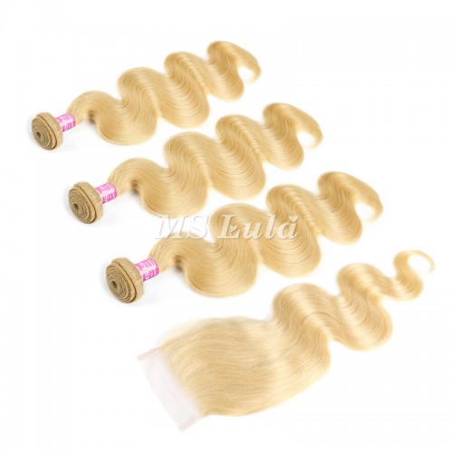 613# Virgin Body Wave Hair Bundles With 1 Lace Closure | Human Hair Wig | Lace Front