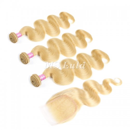 613# Virgin Body Wave Hair Bundles With 1 Lace Closure | Human Hair Wig | Lace Front