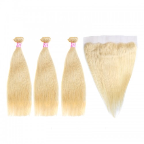 613 Virgin Straight Hair Bundles With 13x4 Lace Frontal Closure | Human Hair Wig | Lace Front
