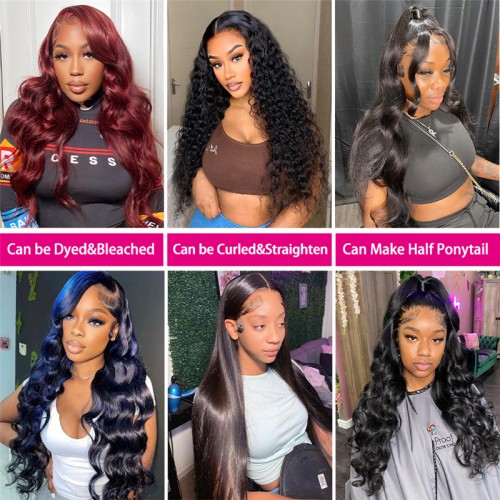 32 34 36 Inch Long Body Wave 13x4 Transparent Lace Full Frontal Wigs | Human Hair Wig | Lace Front