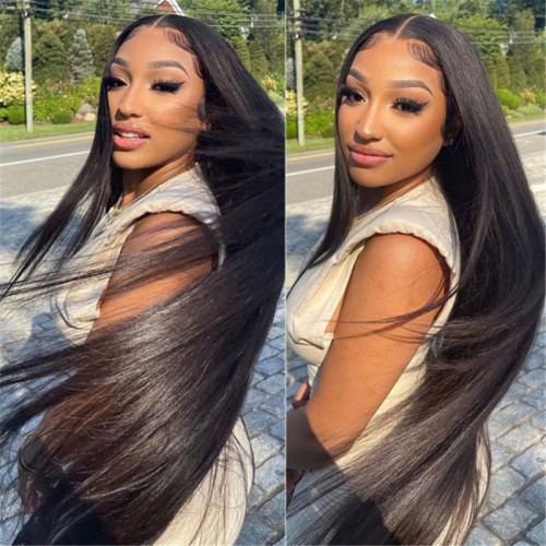 32 34 36 Inch Long Straight 13x4 Transparent Lace Full Frontal Wigs | Human Hair Wig | Lace Front