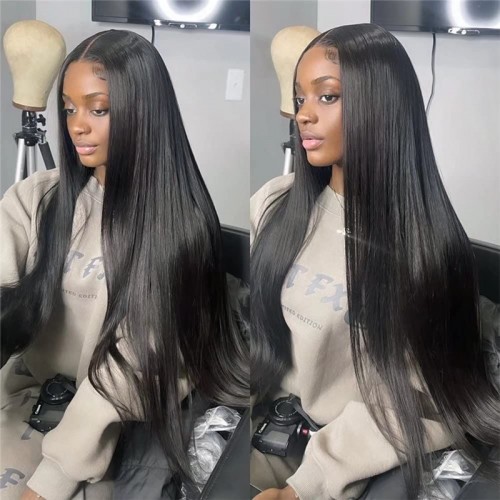 32 34 36 Inch Long Straight 13x4 Transparent Lace Full Frontal Wigs | Human Hair Wig | Lace Front