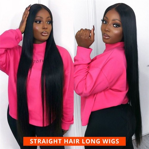 32 34 36 Inch Long Straight 13x4 Transparent Lace Full Frontal Wigs | Human Hair Wig | Lace Front