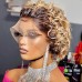 Human Hair Curly Wig T Part Pixie Cut Wigs