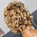 Human Hair Curly Wig T Part Pixie Cut Wigs