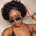 #1B Natural Color Human Hair Curly Wig T Part Pixie Cut Wigs