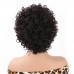 #1B Natural Color Human Hair Curly Wig T Part Pixie Cut Wigs