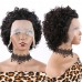 #1B Natural Color Human Hair Curly Wig T Part Pixie Cut Wigs