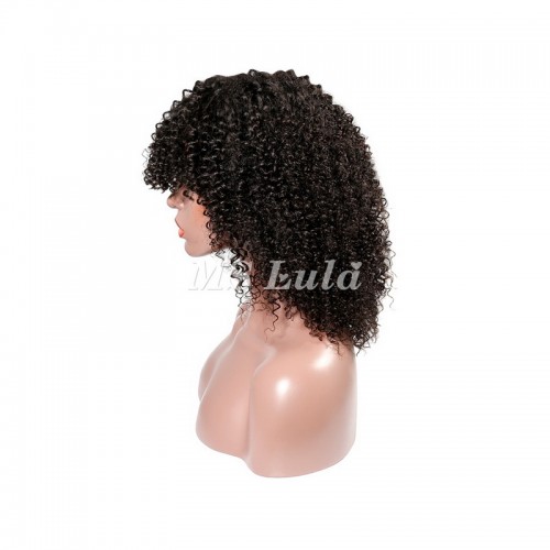 Kinky Curly Wig With Bangs Machine-made Wig For Black Women | Human Hair Wig | Lace Front