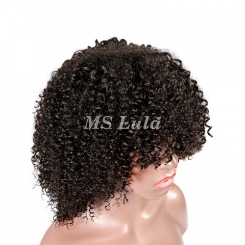 Kinky Curly Wig With Bangs Machine-made Wig For Black Women | Human Hair Wig | Lace Front