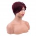 Straight Wine Red Color Machine-made Wig