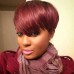 Straight Wine Red Color Machine-made Wig