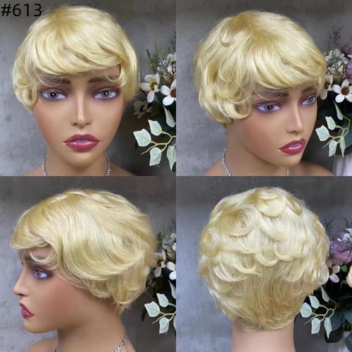 Colored Pixie Cut Human Hair Wig Full Machine-made Wig | Human Hair Wig | Lace Front