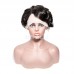 #1B Natural Color Human Hair Curly Wig T Part Pixie Cut Wigs