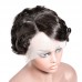 #1B Natural Color Human Hair Curly Wig T Part Pixie Cut Wigs